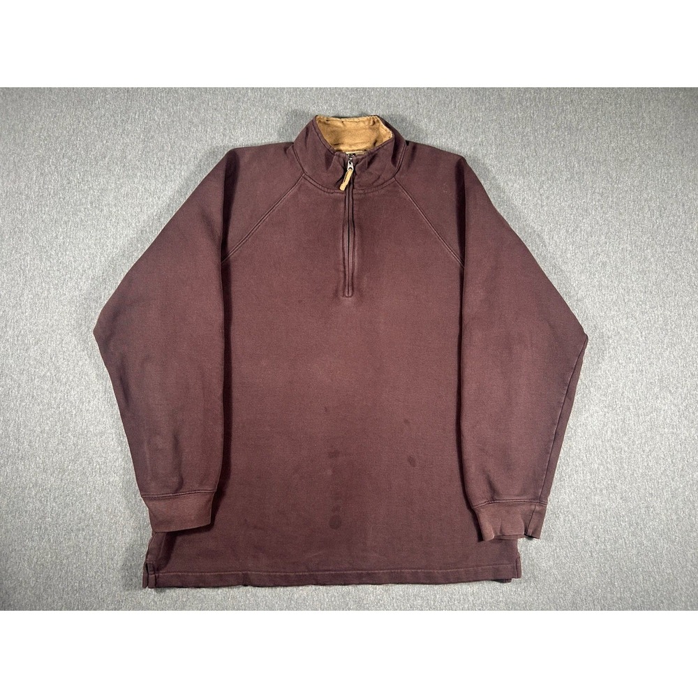 Woolrich Men's Size Large Burgundy Quarter Zip Pullover with Side‎ Pockets